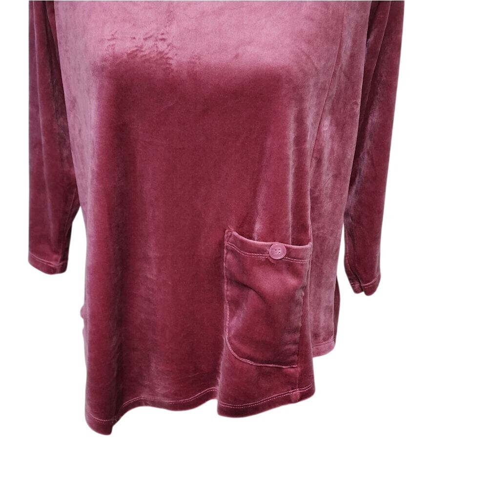 Westbound Petites Mauve Velour 3/4 Sleeve Pocket Top PM RN58909 - Picture 4 of 5